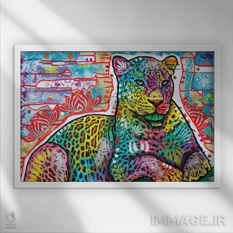 تابلو پلنگ برقی اثر باور روسو - نمای قابدار سفید