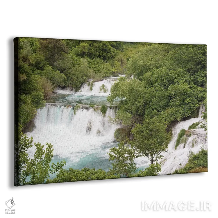 تابلو کرواسی. آبشارها و آبشارهای پلکانی پارک ملی کرکا، میراث جهانی یونسکو. اثر تریش دروی - نمای پرسپکتیو محصول
