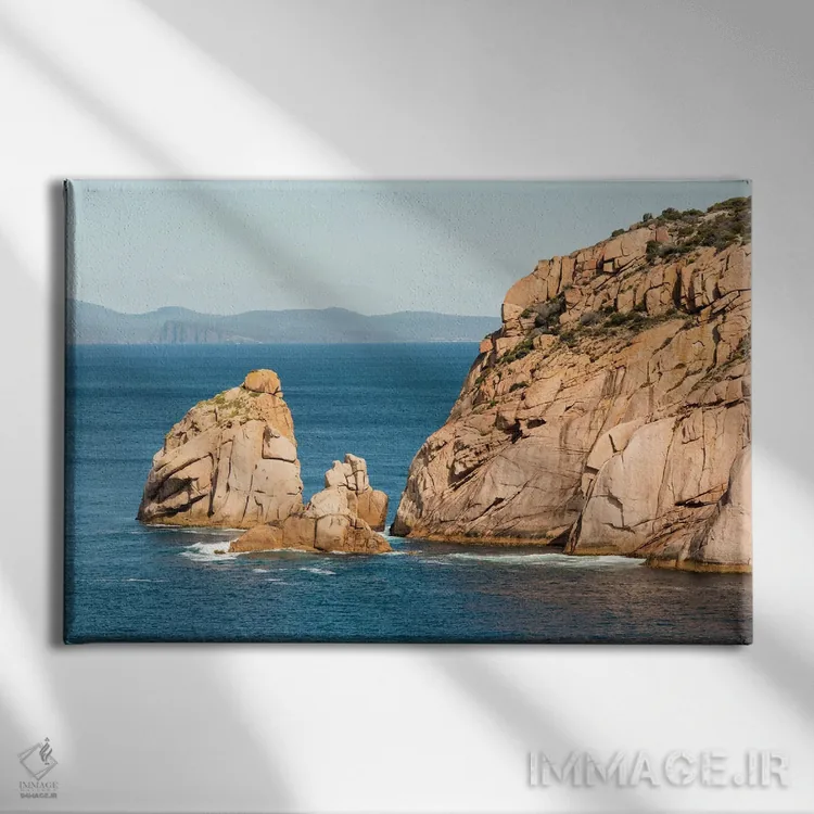 تابلو استرالیا، تاسمانی. چشمانداز از خلیج متروک در جزیره ماریا به سوی پارک ملی تاسمان اثر تریش دروی - نمای روبهرو روی دیوار