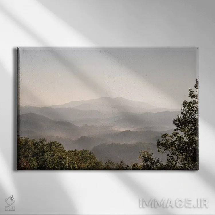 تابلو آمریکا، تنسی. چشمانداز کوههای اسموکی از پارکوی دامنه کوه. مه در درهها صبح زود اثر تریش دروی - نمای روبهرو روی دیوار