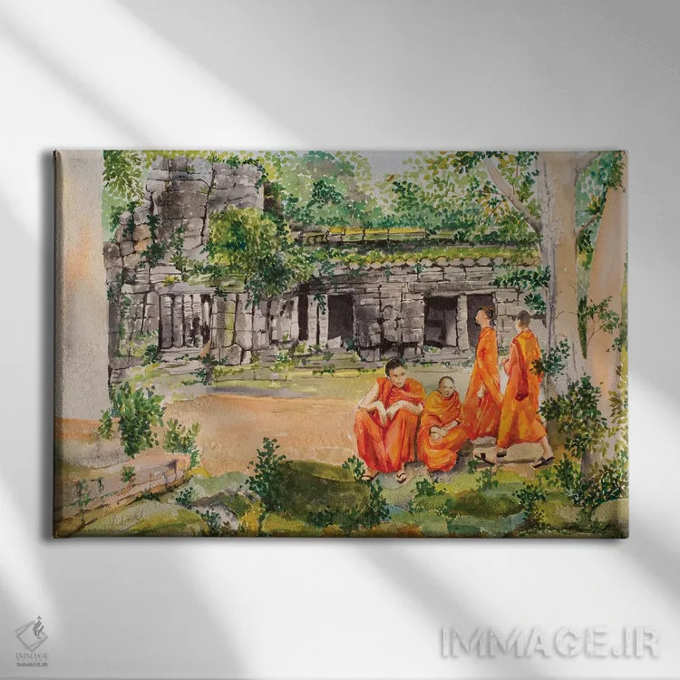 تابلو گردهمایی راهبان اثر هلن دوبروویچ - نمای روبهرو روی دیوار