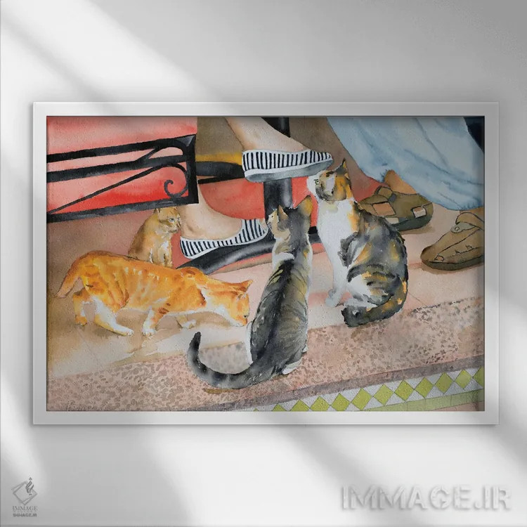 تابلو زمان چای صبح اثر هلن دوبروویچ - نمای قابدار سفید