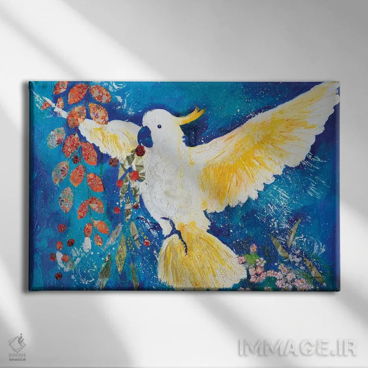تابلو کوکاتوی زندگی خوب (کوکاتو نوعی پرنده) اثر هلن دوبروویچ - نمای روبهرو روی دیوار