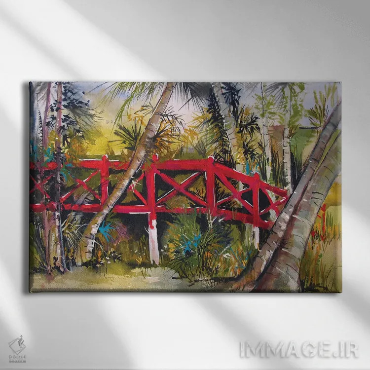 تابلو پل قرمز اثر هلن دوبروویچ - نمای روبهرو روی دیوار