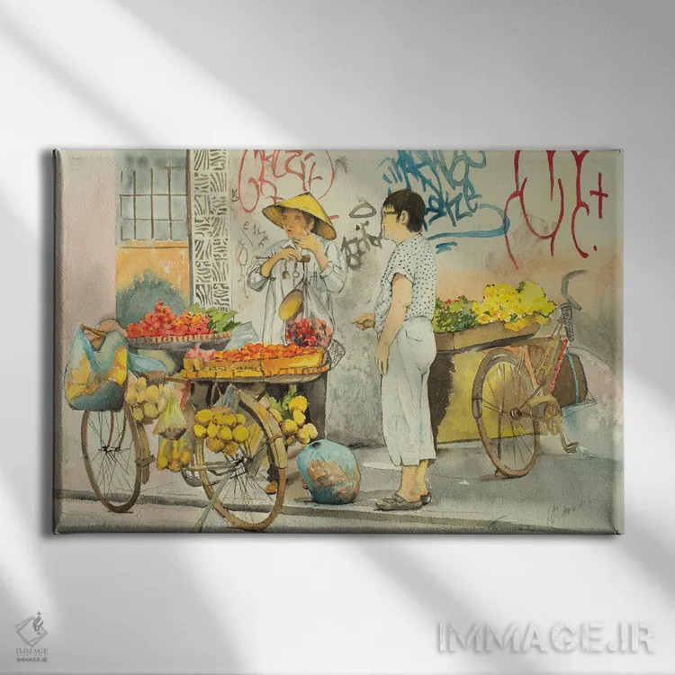 تابلو میوهفروش اثر هلن دوبروویچ - نمای روبهرو روی دیوار