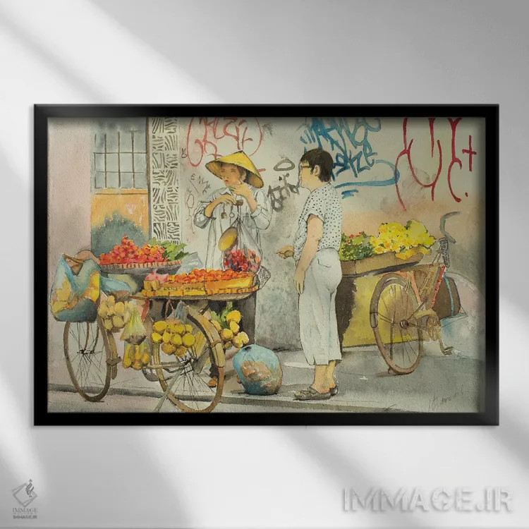 تابلو میوهفروش اثر هلن دوبروویچ - نمای قابدار مشکی