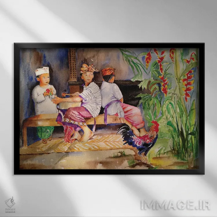 تابلو زندگی روستایی اثر هلن دوبروویچ - نمای قابدار مشکی