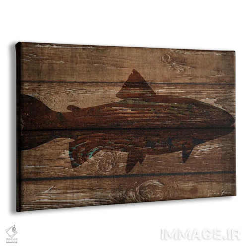 تابلو سیلوئت ماهی روی چوب اثر دنیس براون - نمای پرسپکتیو محصول