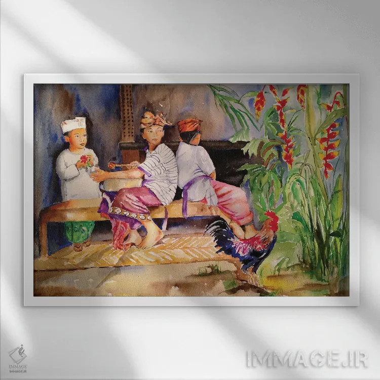 تابلو زندگی روستایی اثر هلن دوبروویچ - نمای قابدار سفید