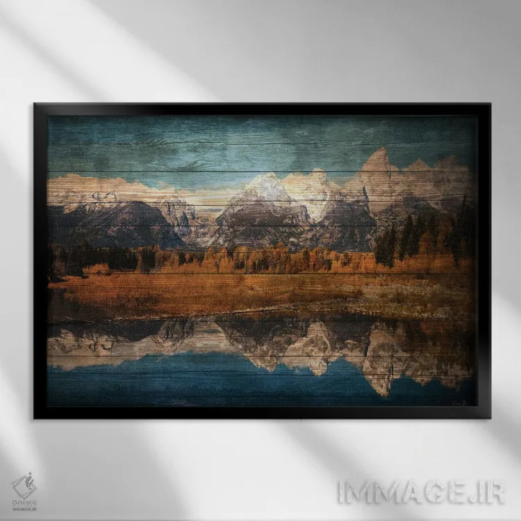 تابلو بازتاب کوه ۲ اثر دنیس براون - نمای قابدار مشکی