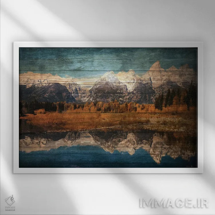 تابلو بازتاب کوه ۲ اثر دنیس براون - نمای قابدار سفید