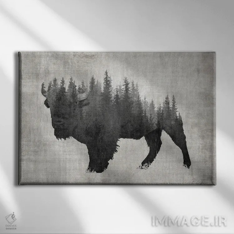 تابلو گاومیش کاج اثر دنیس براون - نمای روبهرو روی دیوار