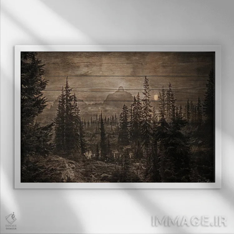 تابلو نمای کلبه اثر دنیس براون - نمای قابدار سفید