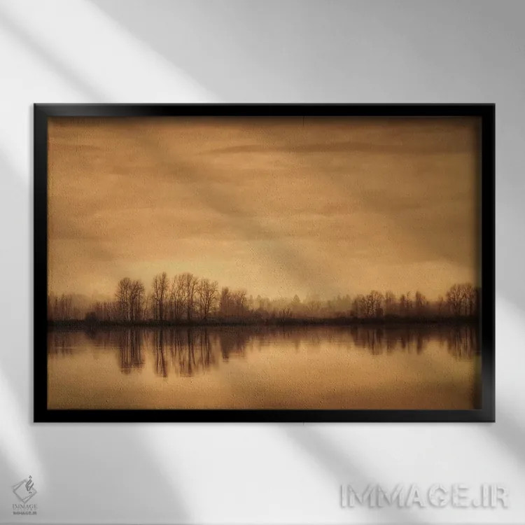 تابلو زمستان کنار رودخانه اثر دان شوارتز - نمای قابدار مشکی
