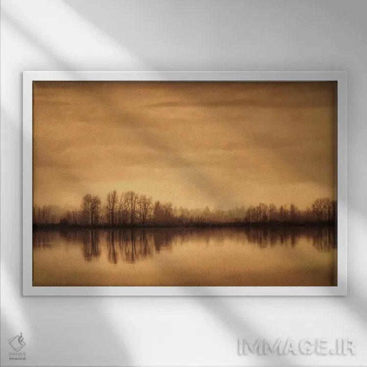 تابلو زمستان کنار رودخانه اثر دان شوارتز - نمای قابدار سفید