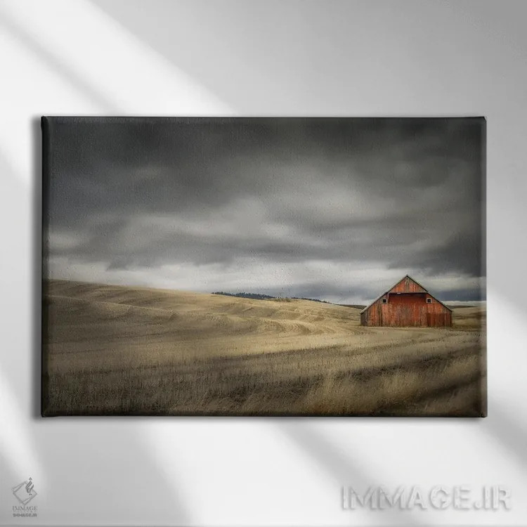 تابلو انبار قدیمی در مزرعهٔ زمستانی اثر دان شوارتز - نمای روبهرو روی دیوار