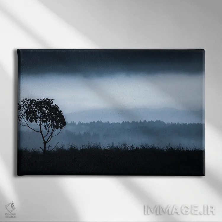 تابلو درخت تنها در واشن (جزیرهٔ واشن) اثر دان شوارتز - نمای روبهرو روی دیوار