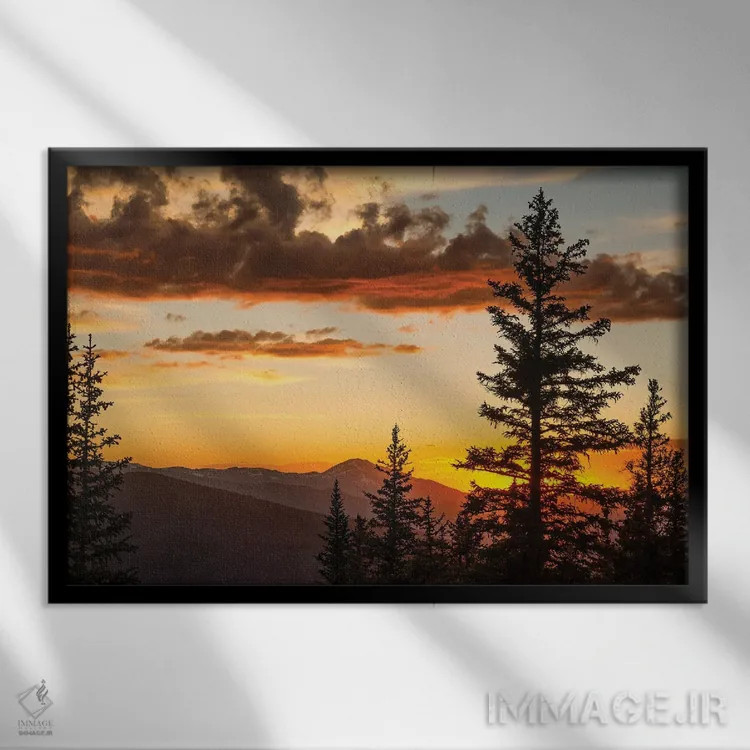 تابلو نور طلایی کوهستان اثر دان شوارتز - نمای قابدار مشکی