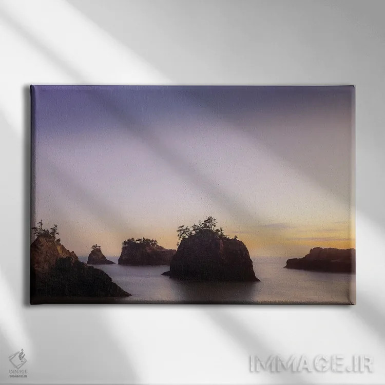 تابلو صخرههای دریایی در غروب آغازین پاییز اثر دان شوارتز - نمای روبهرو روی دیوار