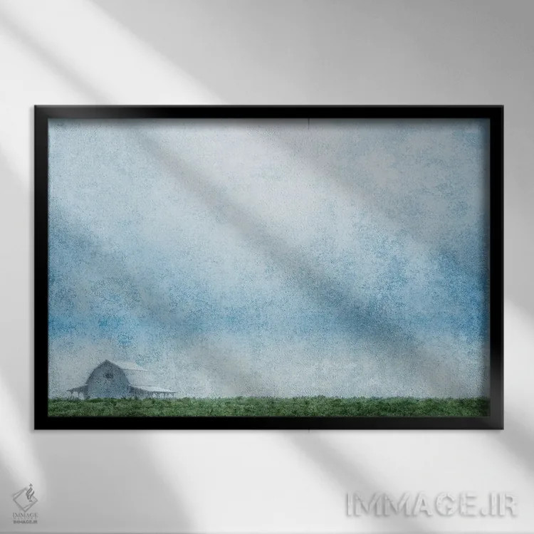 تابلو انبار آبی در مسیر روستایی اثر دان شوارتز - نمای قابدار مشکی
