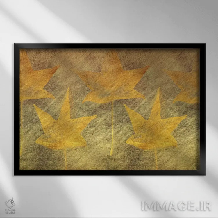 تابلو پنج برگ طلایی اثر دان شوارتز - نمای قابدار مشکی