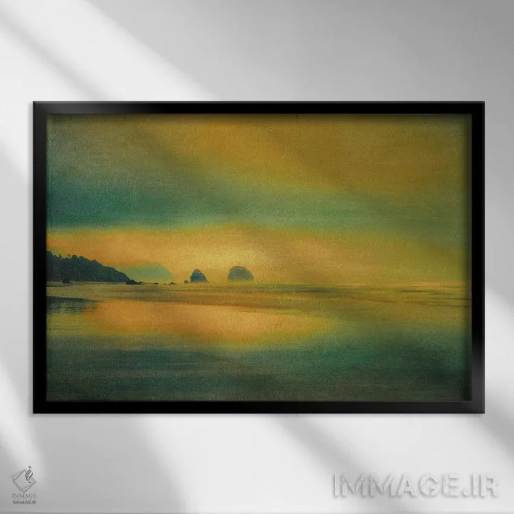 تابلو صخرههای دریایی دوردست اثر دان شوارتز - نمای قابدار مشکی