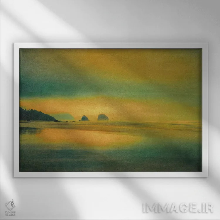 تابلو صخرههای دریایی دوردست اثر دان شوارتز - نمای قابدار سفید