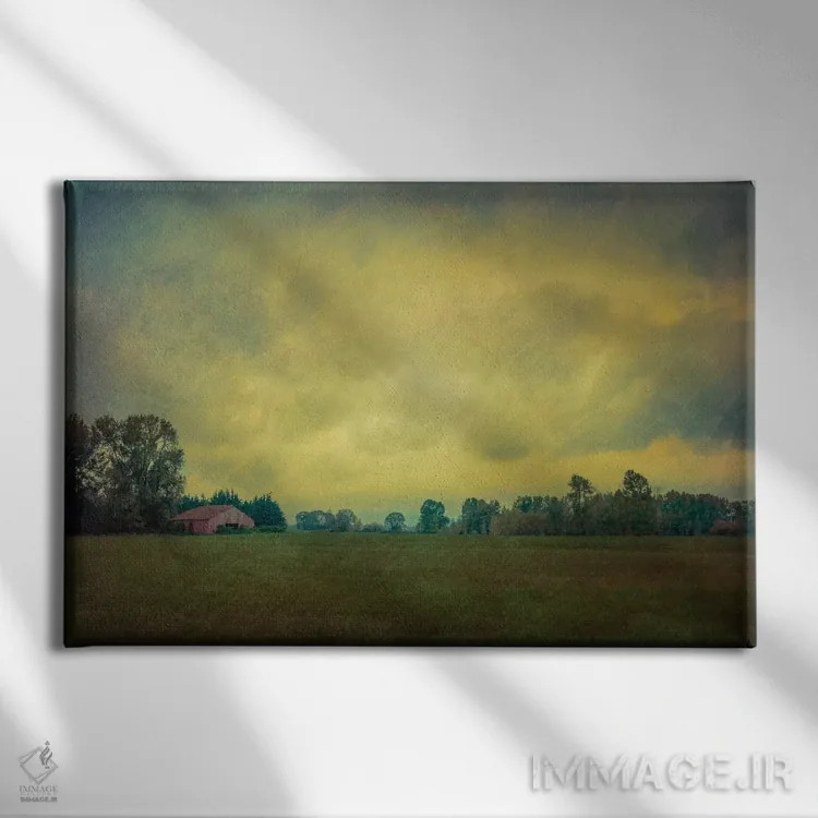 تابلو انبار کوچک قرمز اثر دان شوارتز - نمای روبهرو روی دیوار