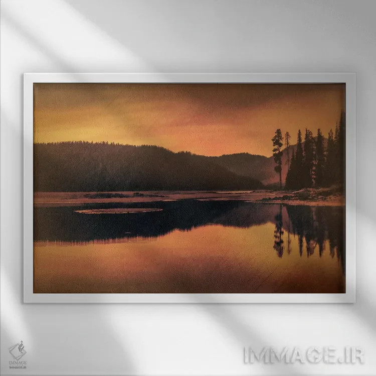 تابلو آرامش دریاچه اسپارکس اثر دان شوارتز - نمای قابدار سفید