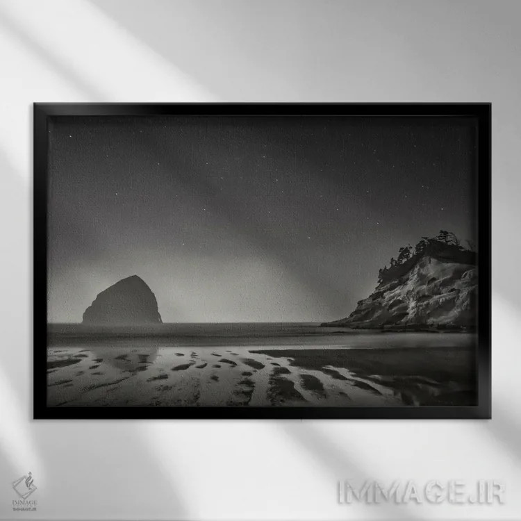 تابلو پدیدار شدن ستارگان (سیاه و سفید) اثر دان شوارتز - نمای قابدار مشکی
