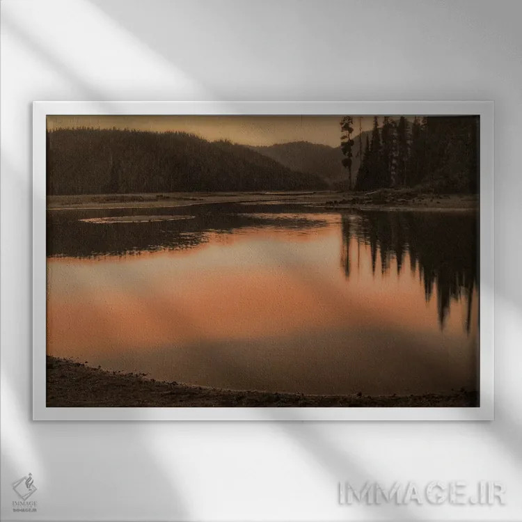 تابلو غروب دریاچه اسپارکس اثر دان شوارتز - نمای قابدار سفید