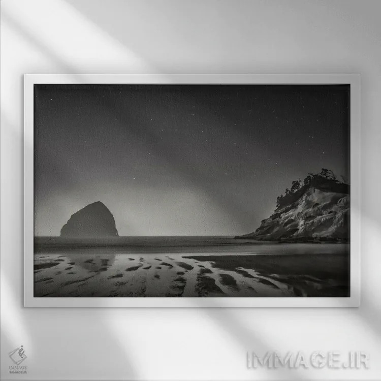 تابلو پدیدار شدن ستارگان (سیاه و سفید) اثر دان شوارتز - نمای قابدار سفید