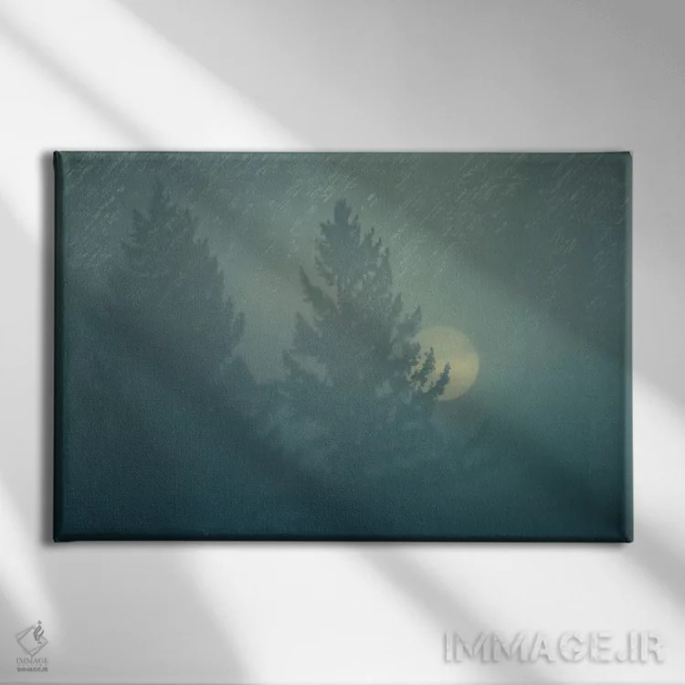 تابلو طلوع آفتاب در مه اثر دان شوارتز - نمای روبهرو روی دیوار