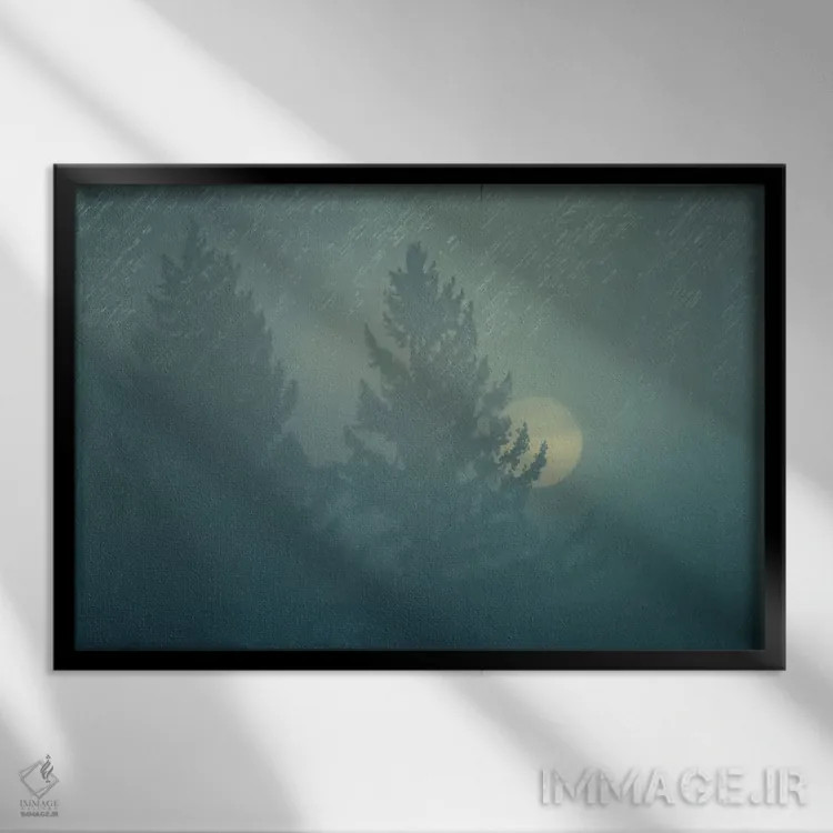 تابلو طلوع آفتاب در مه اثر دان شوارتز - نمای قابدار مشکی