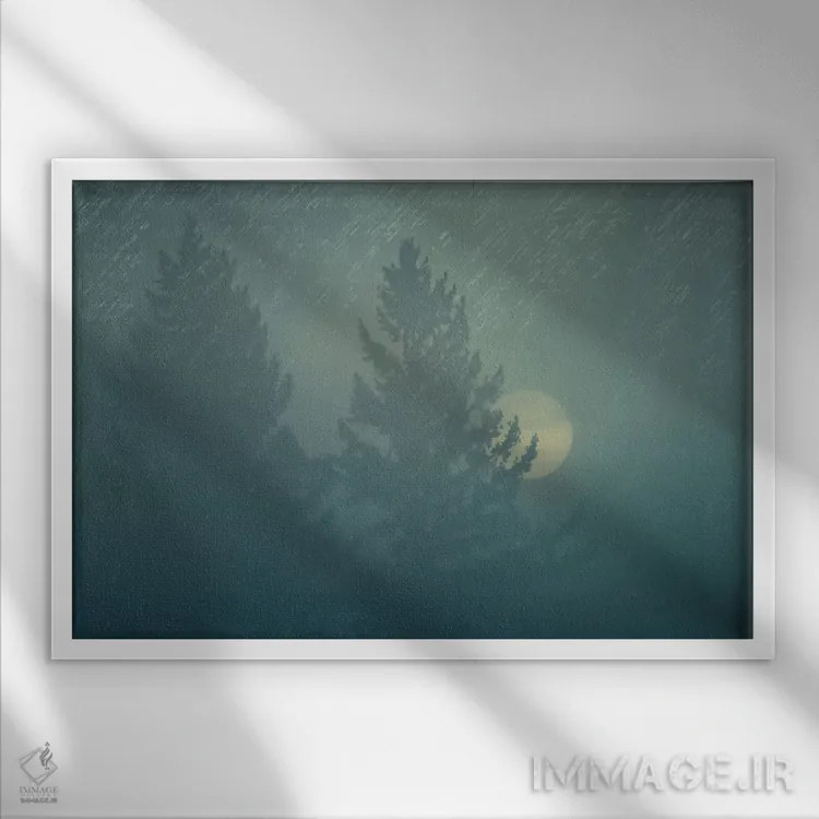 تابلو طلوع آفتاب در مه اثر دان شوارتز - نمای قابدار سفید