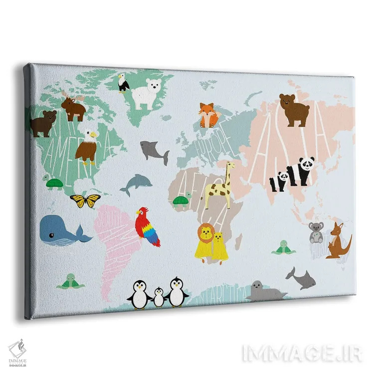 تابلو نقشه حیوانات اثر دنیلا سانتیاگو - نمای پرسپکتیو محصول