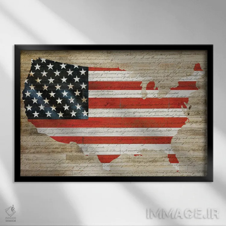 تابلو پرچم آمریکا اثر دنیلا سانتیاگو - نمای قابدار مشکی