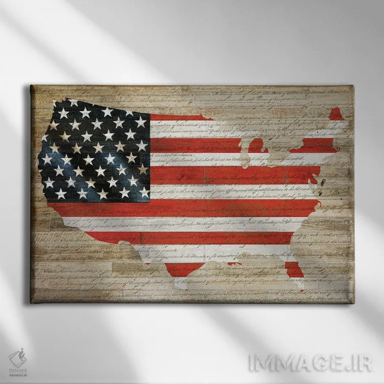 تابلو پرچم آمریکا اثر دنیلا سانتیاگو - نمای روبهرو روی دیوار