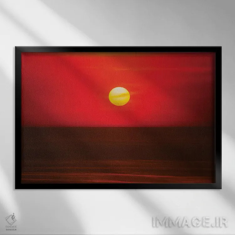 تابلو آسمان غروب بر دریاچه میشیگان اثر دن اسپرول - نمای قابدار مشکی