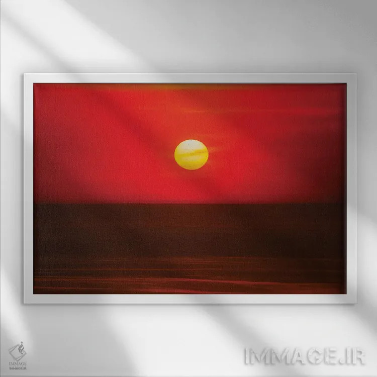 تابلو آسمان غروب بر دریاچه میشیگان اثر دن اسپرول - نمای قابدار سفید