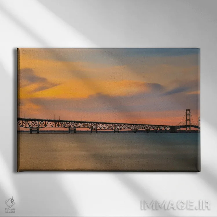 تابلو پانورامای غروب پل مکیناک اثر دن اسپرول - نمای روبهرو روی دیوار