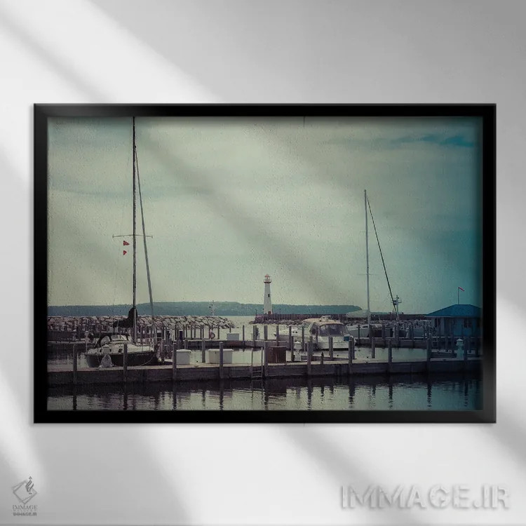 تابلو اسکله دریاچه میشیگان اثر دن اسپرول - نمای قابدار مشکی