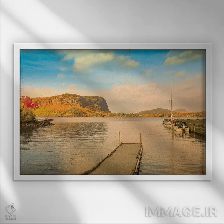 تابلو دریاچه موسهد در پاییز اثر دن اسپرول - نمای قابدار سفید