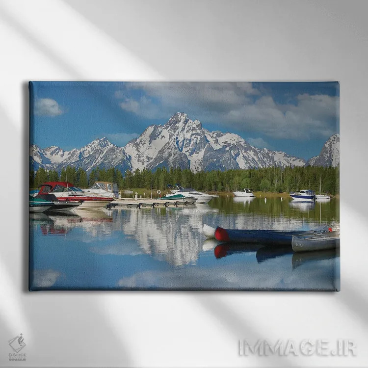تابلو انعکاس دریاچه کوهستانی اثر دن اسپرول - نمای روبهرو روی دیوار