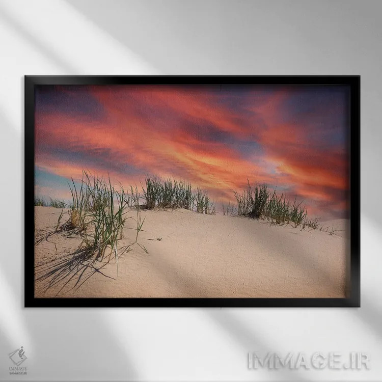 تابلو غروب تپههای شنی اثر دن اسپرول - نمای قابدار مشکی