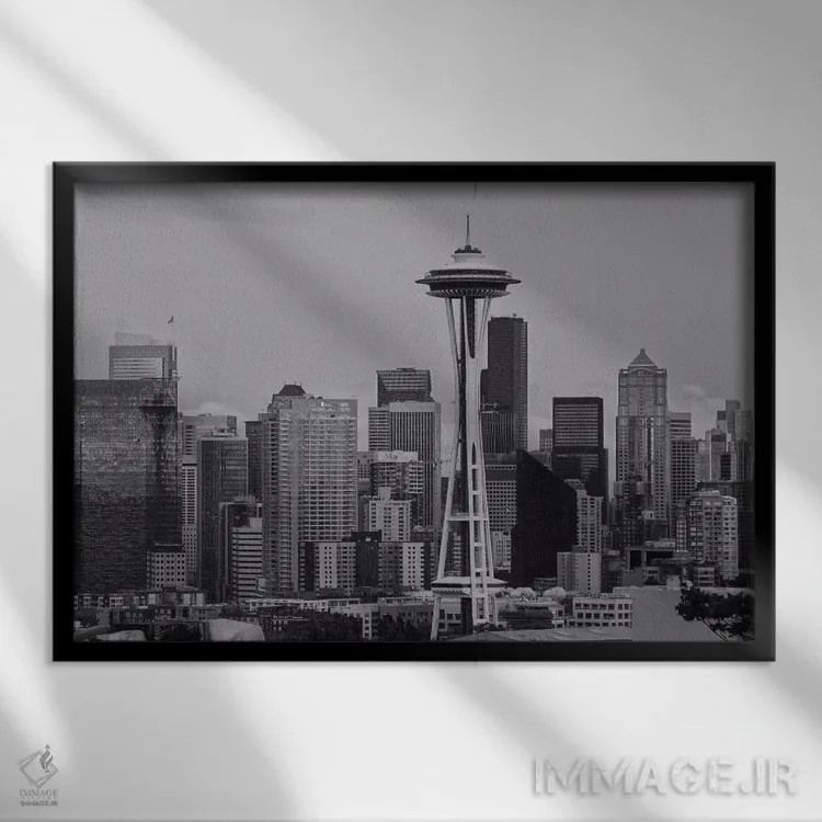 تابلو افق شهر سیاتل اثر دن اسپرول - نمای قابدار مشکی