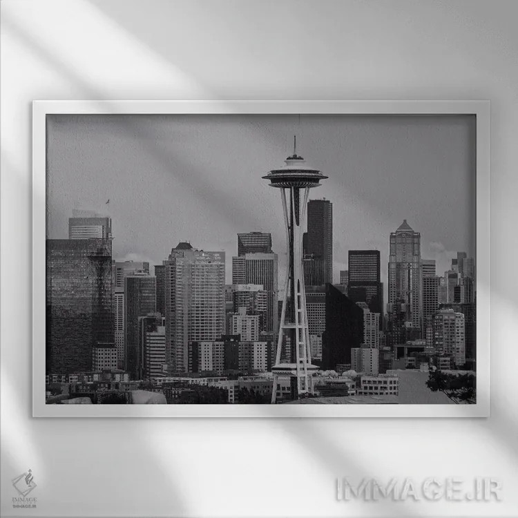 تابلو افق شهر سیاتل اثر دن اسپرول - نمای قابدار سفید