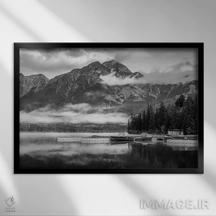 تابلو صبح چشمگیر کوهستانی اثر دن اسپرول - نمای قابدار مشکی