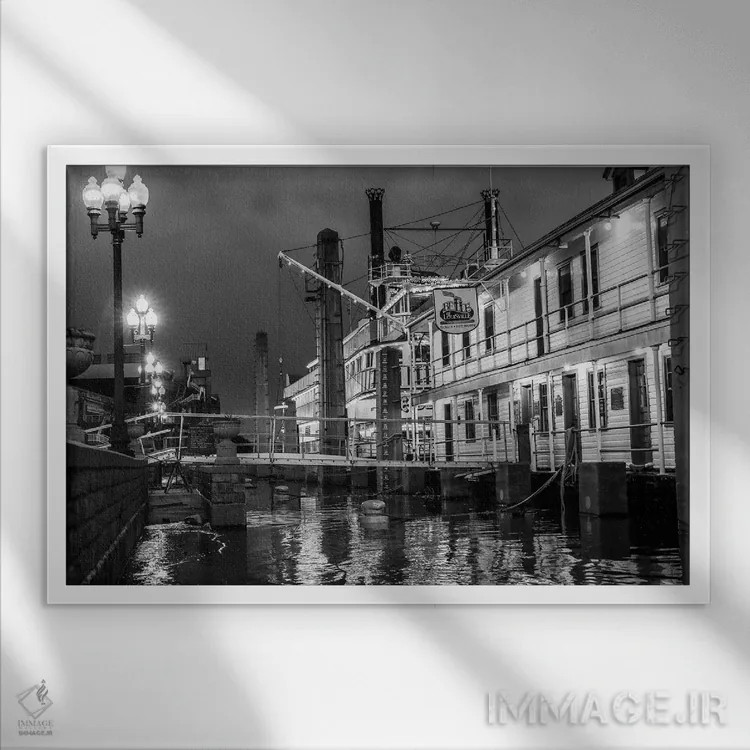 تابلو لوئیزویل در شب اثر دن اسپرول - نمای قابدار سفید