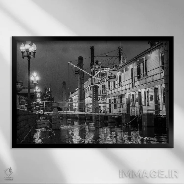 تابلو لوئیزویل در شب اثر دن اسپرول - نمای قابدار مشکی